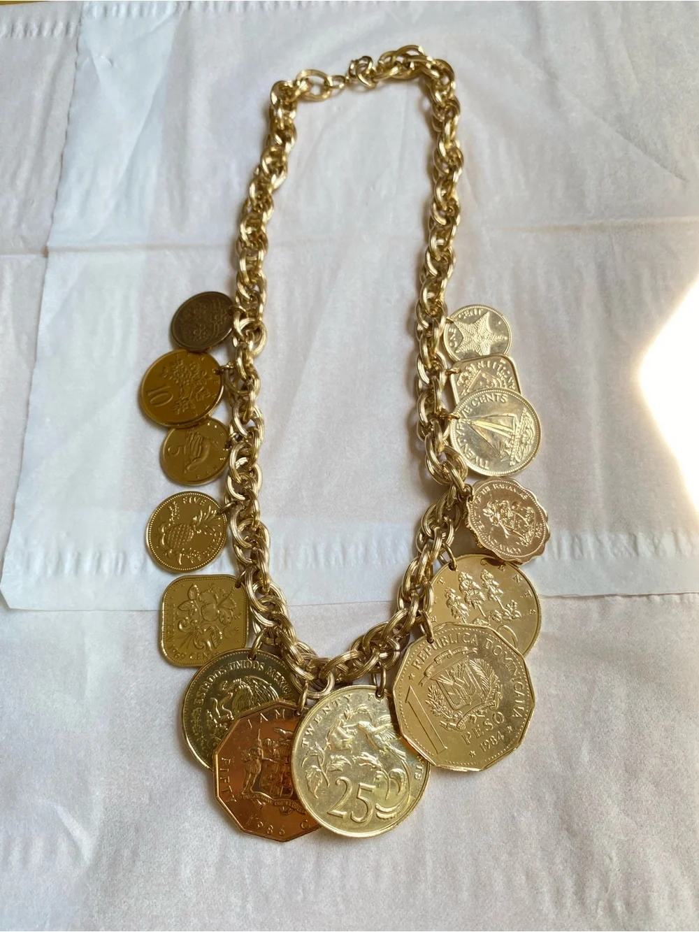 Franklin Mint Golden Caribbean Coin Necklace